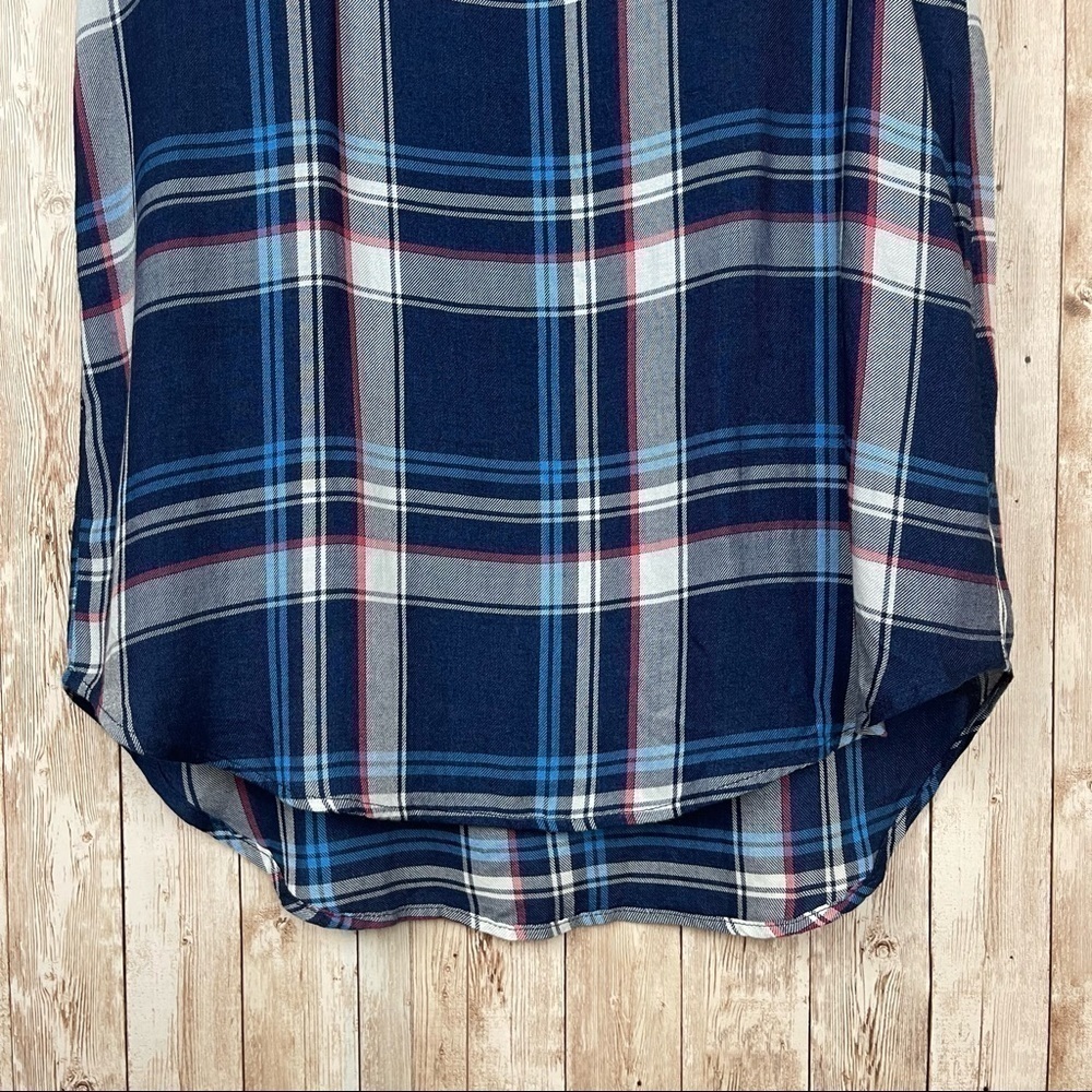 Cloth & Stone Plaid Short Sleeve V-Neck Dress Size XS Women - Picture 5 of 10